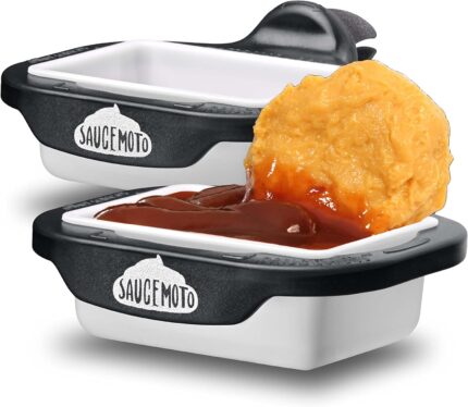 Saucemoto Dip Clip | An in-car sauce holder for ketchup and dipping sauces.